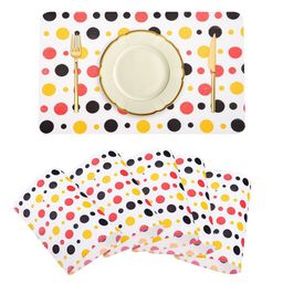Kuber Industries Set Of 6 Yellow Dot Printed Table Placemats-92