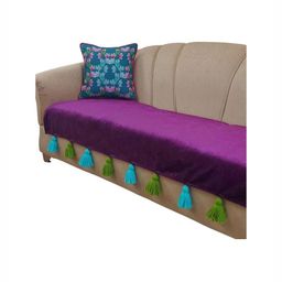 THROWPILLOW Purple & Olive Green Solid Polyester 1 Piece Sofa Cover-15