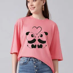 Stylecast X Kotty Women Graphic Printed Drop-Shoulder Sleeves Cotton T-shirt-image-4