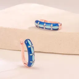 Yellow Chimes Rose Gold Plated Contemporary Hoop Earrings-image-7