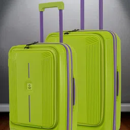 Nasher Miles Alexandria Polypropylene Set of 2 S/M Green Purple Trolley Bags (55-65 cm)-49