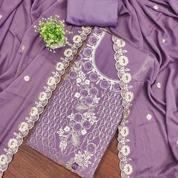 MANVAA Embroidered Silk Chiffon Unstitched Dress Material-picture-7