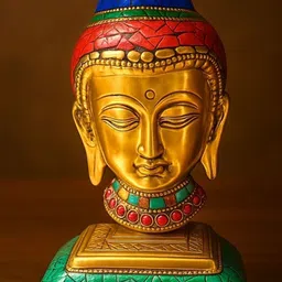 Tiny Shiny Metal Buddha Head Statue-picture-1