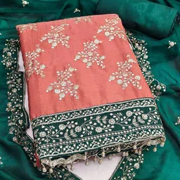 Mitera Embroidered Art Silk Unstitched Dress Material-image-69