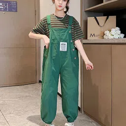 INCLUD Girls Striped T-shirt with Dungarees-image-32