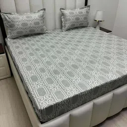 Pure Decor Royal Passion Grey Printed 220TC Pure Cotton Queen Bedsheet Set 2.28 mx2.54 m-image-9