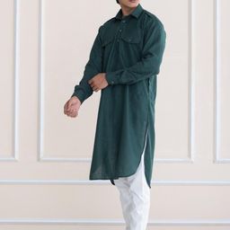 APPIX Men Green Cotton Blend Kurta Sets-picture-18