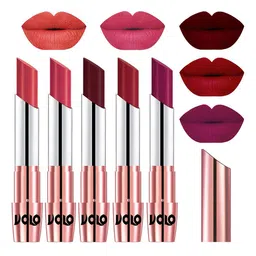 VOLO Set Of 5 Creme Matte Lipsticks 3.5 g - Peach 33-Pink 41-Maroon 42-Red 43-Magenta 45-4