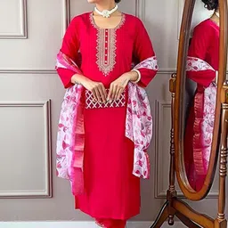 Piludi Women Embroidered Regular Beads and Stones Kurta with Trousers & With Dupatta-picture-23