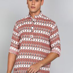 Moda Rapido Men Printed Thread Work Kurta-picture-5