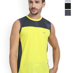 FTX Men Men Pack Of 4 Color Blocked Round Neck Gym Innerwear Vests-picture-28