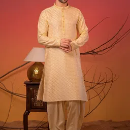 Rangkathaa Men Textured Embroidered Silk Kurta with Salwar-picture-43
