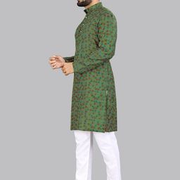 allan peter Men Geometric Printed Flared Sleeves Patchwork Kurta image 4