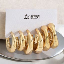 Jewels Galaxy Contemporary Half Hoop Earrings-image-12