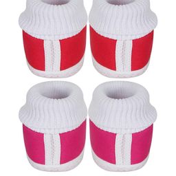 Neska Moda 0 To 6 Months Set of 2 Pair Newborn Baby Unisex Soft Skin-Friendly Cotton Rabbit Booties (Toe to Heel Length - 10 cm, Rani, Red) image 5
