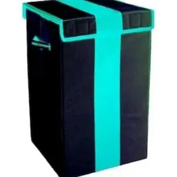 Aura Black & Green Patti Foldable Laundry Bag with Lid & Handles-75 l-37