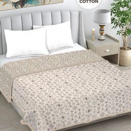 Myntra Elegant Homes Beige & White Printed Cotton AC Room Reversible Double Bed Dohar-image-86