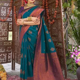 Shriyangan Ethnic Motifs Woven Design Zari Pure Silk Kanjeevaram Saree-image-83