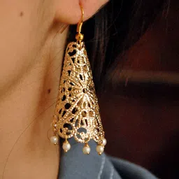 BeAbhika Gold-Plated Contemporary Drop Earrings-32