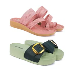 BERSACHE Women Pack Of 2 Casual One Toe Flats-image-78