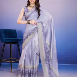 Rekha Maniyar Floral Pure Crepe Heavy Work Block Print Saree-image-71