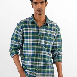 Eszett Checked Long Sleeves Spread Collar Pure Cotton Regular Fit Casual Shirt-image-47