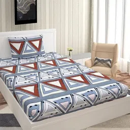 METRO LIVING Grey & Red Printed Microfiber 130 TC Single Bedsheet Set 2.17 m x 1.45 m-image-36