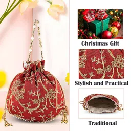 Kuber Industries Set Of 3 Embroidered Potli Clutches image 4