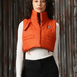 High Star Women Lightweight Crop Bomber with Patchwork Jacket-56