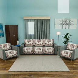 Myntra Elegant Homes Brown Cotton Sofa Cover-image-86