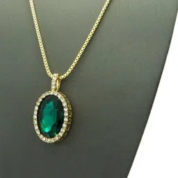 Gyaan Jewels Stone Studded Pendant With Chain-29