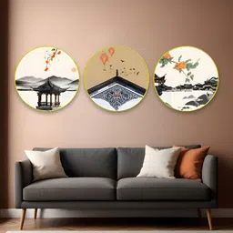 The Castle Decor 3 Piece Brown & White Wooden Wall Art-20
