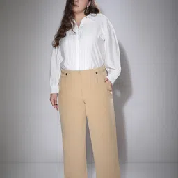VERO MODA CURVE Women Straight Fit High-Rise Pleated Culottes Trousers-image-54