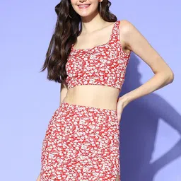 BerrylushFloral Print Crop Top and Skirt Co-Ords-image-50