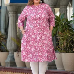 ROPADEMODA Women Pink Cotton Straight Kurtas-picture-0