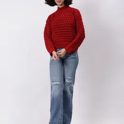 Fashion Gaiia Women Solid Mock Collar Pullover Sweater-image-51