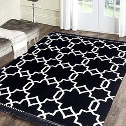 RADECOR Black& White Geometric Printed Anti-Skid Carpet-7