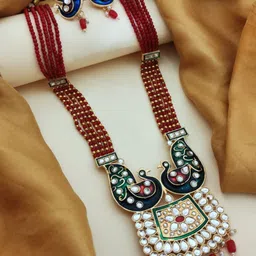 DEWENWILS Gold-Plated Stones Studded & Beaded Jewellery Set-11