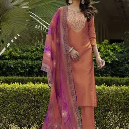 URMIR FASHION Women Ethnic Motifs Embroidered Regular Thread Work Kurta with Trousers & With Dupatta-picture-33