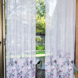 URBAN SPACE Pink & Grey Set of 2 Floral Sheer Long Door Curtain-30