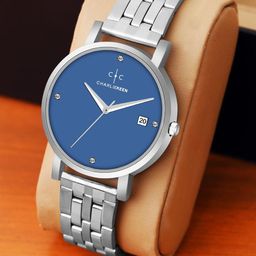 CHARLIEKEEN Women Embellished Dial & Stainless Steel Straps Analogue Watch CC-LR006-BLU-CH-image-49