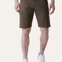 PERCH Men Twill Cotton Brown Solid Shorts-image-68