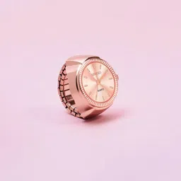 Abrexo Men Patterned Dial & Stainless Steel Bracelet Style Straps Analogue Watch Abx1035-Rosegold Ring-image-11