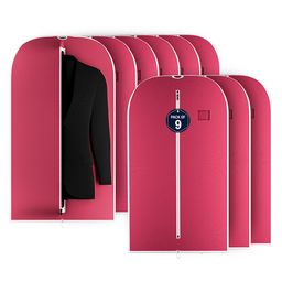 Kuber Industries Maroon & White 9 Pieces Textured Non-Woven Suit Organisers With Zip-3
