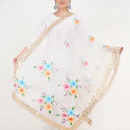 Karthav Fashion Printed Organza Dupatta with Sequinned-7
