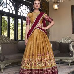 LOOKNBOOK ART Printed Ready to Wear Lehenga & Unstitched Blouse With Dupatta-picture-25
