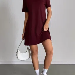 Outzidr Women Round Neck T-shirt Dress-image-87