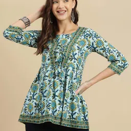 KALINI Women Floral Printed Round Neck Cotton Top-picture-29