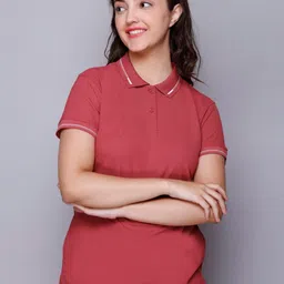 ELPIDA Solid Polo Collar Short Sleeves Regular Fit T-Shirt-image-48
