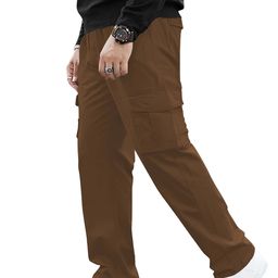 BAESD Men Relaxed High-Rise Cargos Trousers-image-43